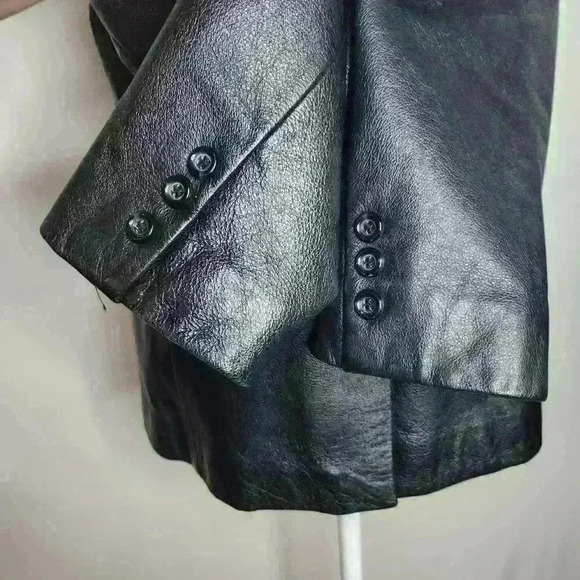 Jacqueline Ferrar vintage 100% leather black jacket size petite small - Picture 6 of 10